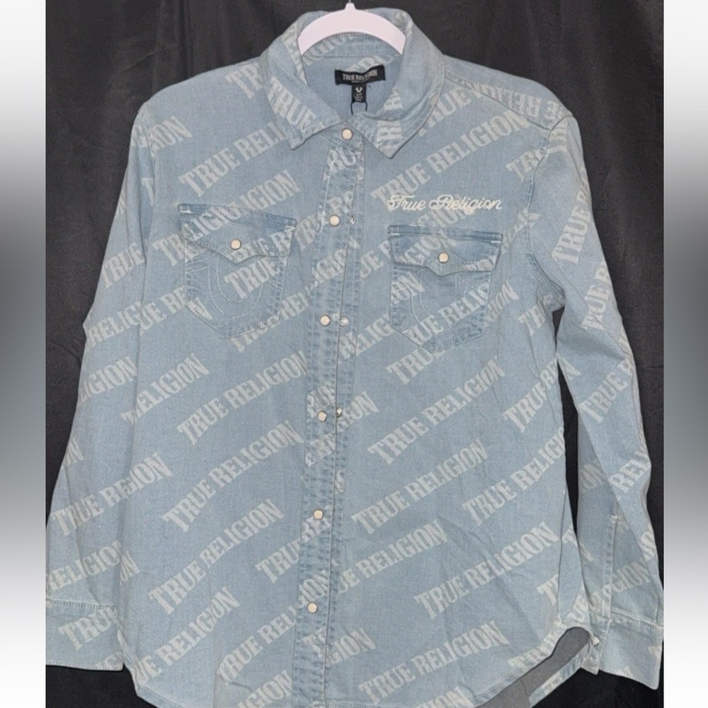 True Religion Denim Blue Casual Shirt button up women’s small new